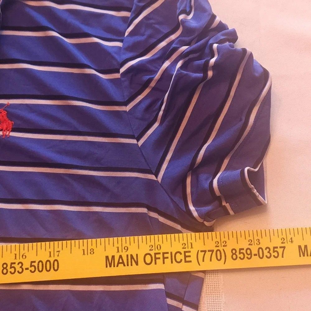 Polo Ralph Lauren Blue Striped Polo Shirt Men's Medium Lightweight